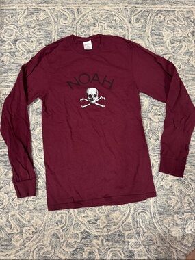 NOAH Maroon Long Sleeve Skull Logo Tee
